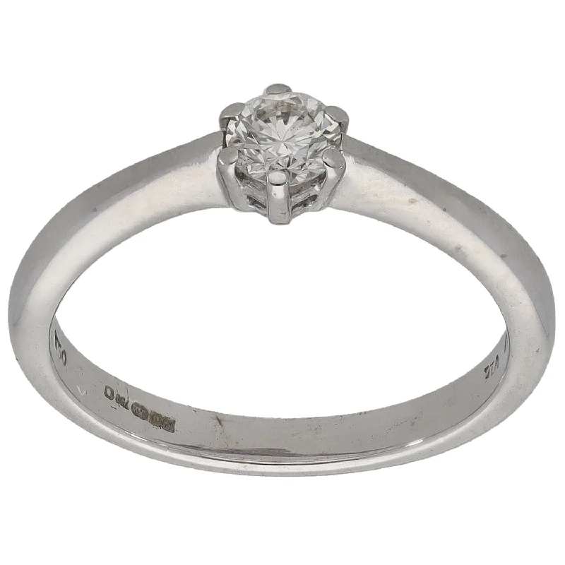 Glittering crystal rings-18ct White Gold 0.33ct Diamond Solitaire Ring Size O