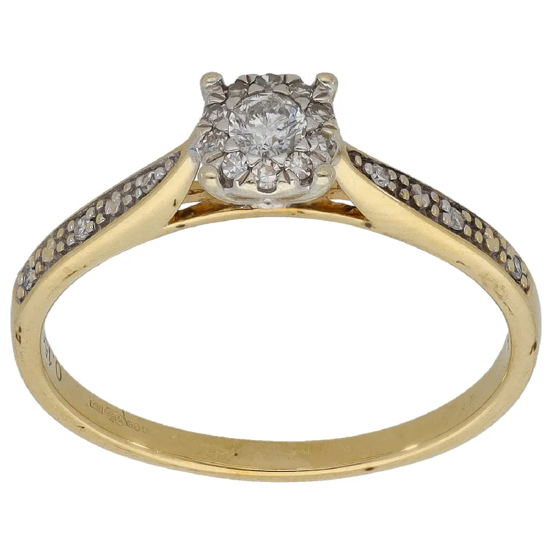 Dual-metal rings-9ct Gold 0.15ct Diamond Dress/Cocktail Ring Size M