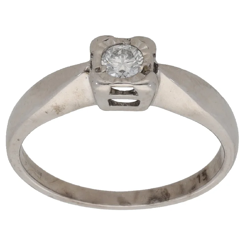 Astrology theme rings-9ct White Gold 0.15ct Diamond Solitaire Ring Size K