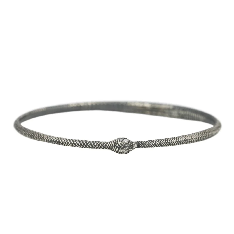 Tidal theme bangles-Silver Ouroboros Bangle