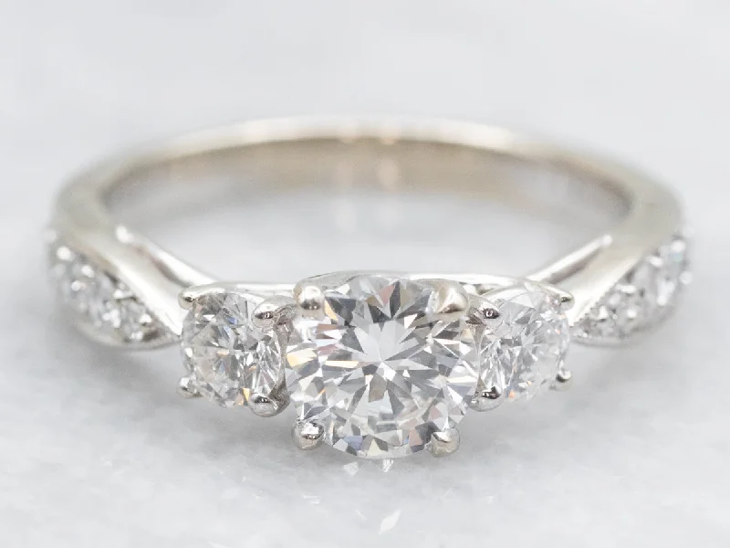 Vintage flair rings-Modern Diamond Engagement Ring with Tapered Shank