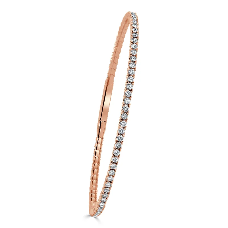 Wide chain bracelets-Joelle Collection Diamond Eternity Flexible 2.00 ct Bangle 14K Gold - White