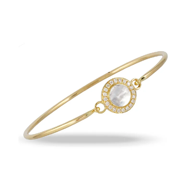 Natural form bracelets-Mother-of-Pearl & Diamond Bangle