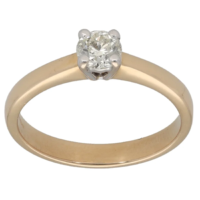 Round gem rings-18ct Gold 0.35ct Diamond Solitaire Ring Size N