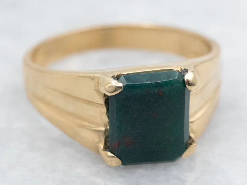 Malachite rings-Yellow Gold Bloodstone Ring