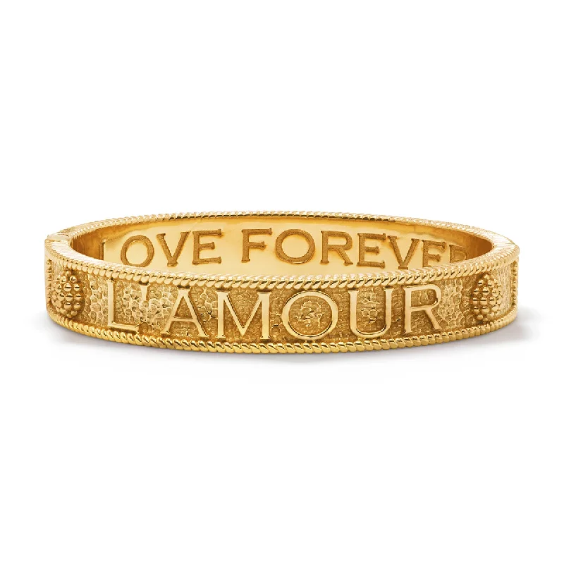 Smoky quartz bracelets-L'Amour Toujour Hinged Bangle - Gold