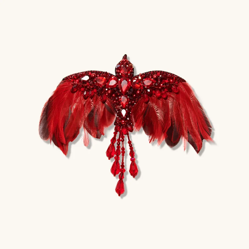 Pentagon shape brooches-Phoenix Rising Ruby Brooch