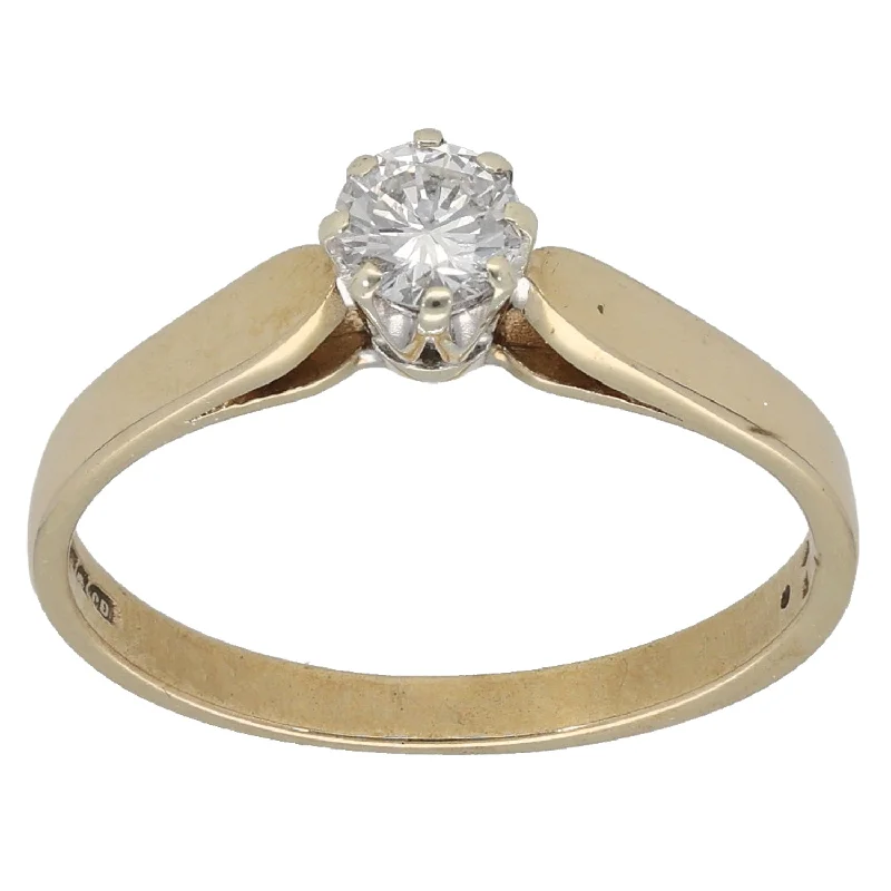 Large geometric rings-9ct Gold 0.23ct Diamond Solitaire Ring Size K