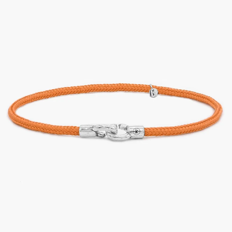 Hand-carved bracelets-3m Sailing Cord With Sterling Silver Lock (Orange)