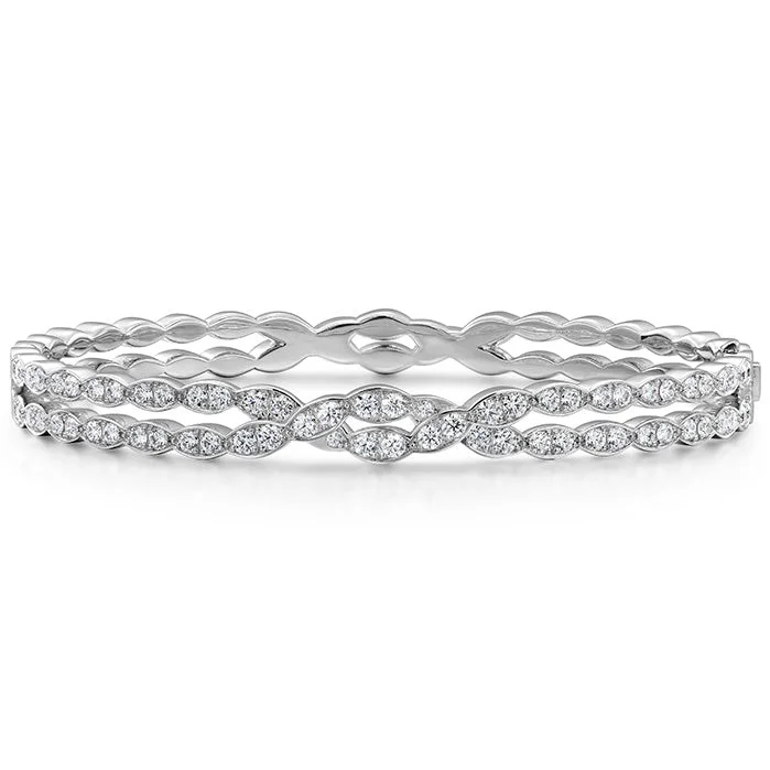 Linked chain bracelets-Hearts On Fire Lorelei Floral Double Diamond Twist Bangle