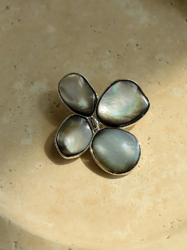 Large statement brooches-Lilac Blossom Natural Gray Mother-of-pearl Brooch