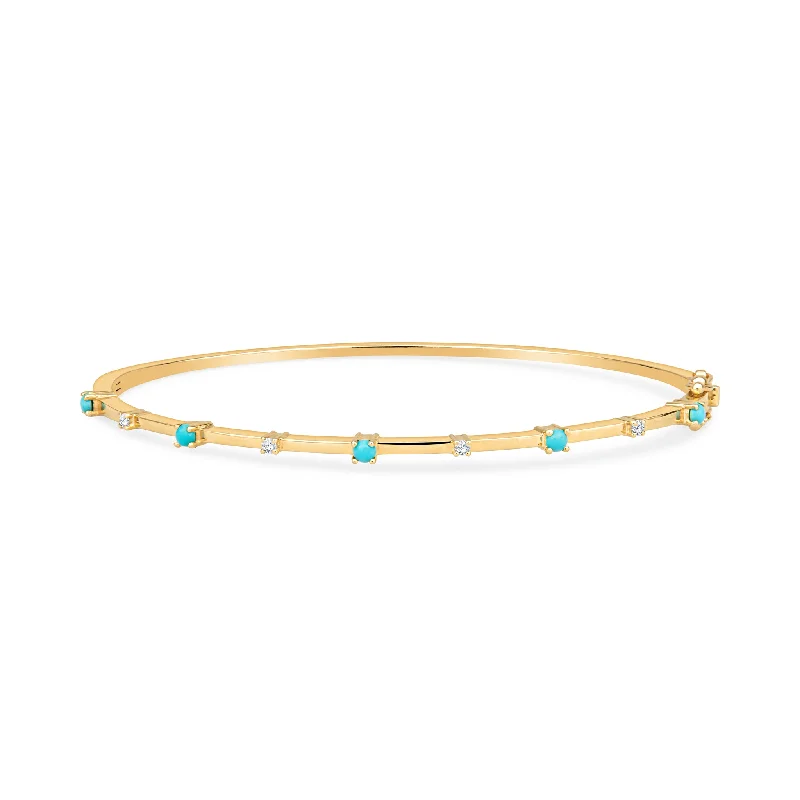 Waxing moon bangles-Emily 14k Gold Sleek Bangle in White Diamonds