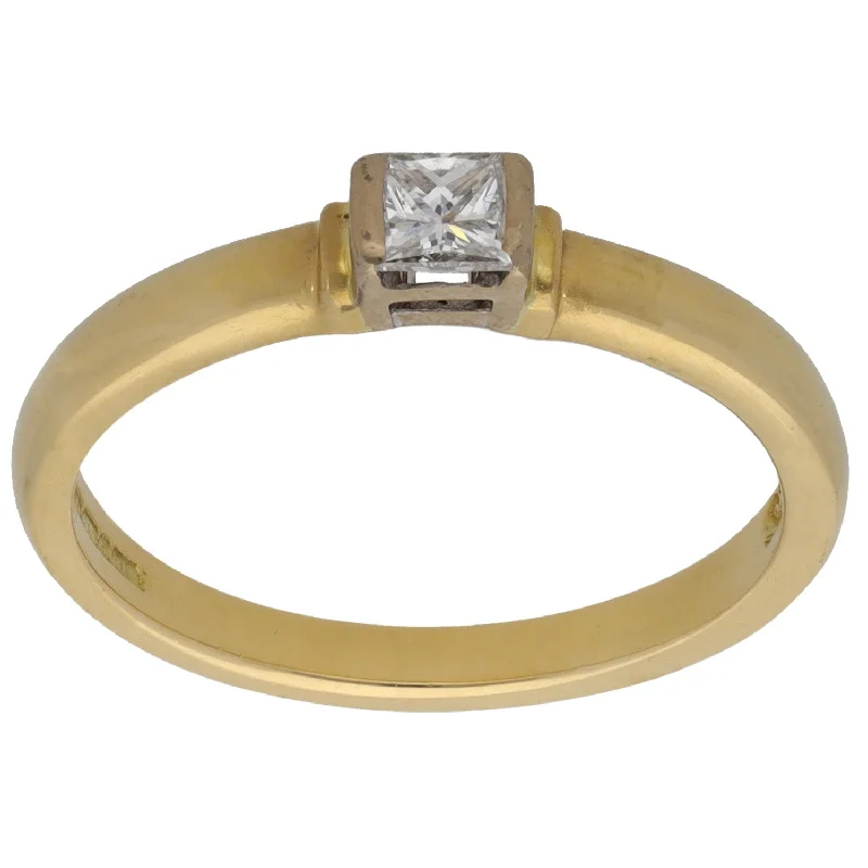 Large gem rings-18ct Gold 0.25ct Diamond Solitaire Ring Size P