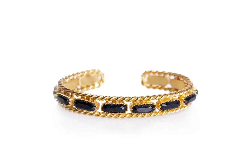 Peace charm bangles-Cable Bangle - Black Onyx