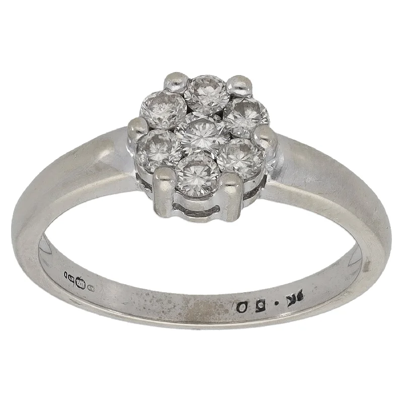 Forever band rings-9ct White Gold 0.50ct Diamond Cluster Ring Size N