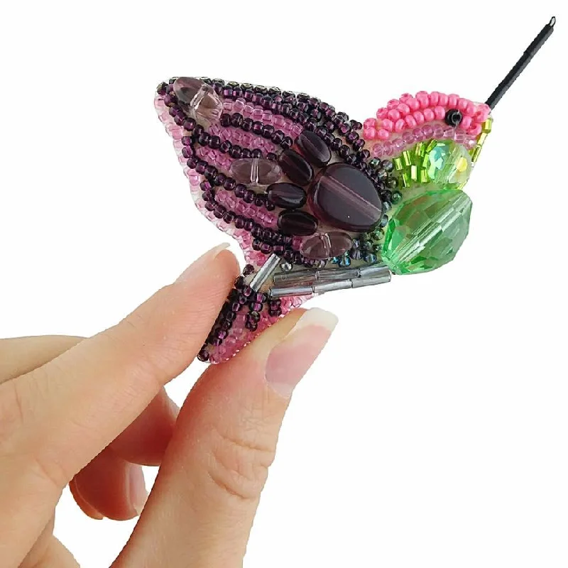 Spring pin brooches-BP-217C Beadwork kit for creating brooch Crystal Art "Fly bird"