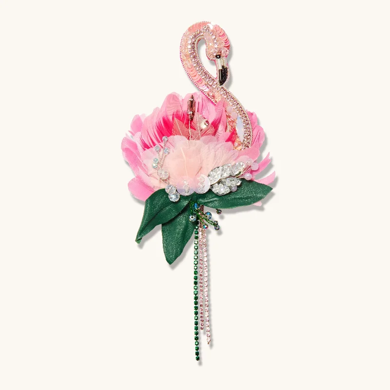 Dual-metal brooches-Alice in Wonderland Croquet Flamingo Bird Brooch