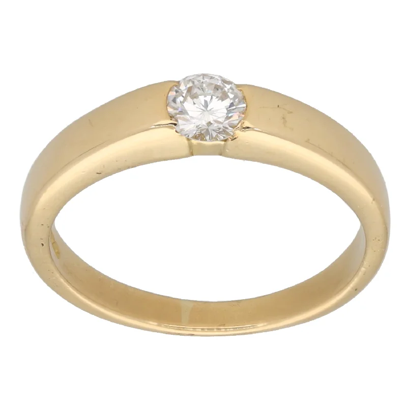 Fluid shape rings-18ct Gold 0.40ct Diamond Solitaire Ring Size N