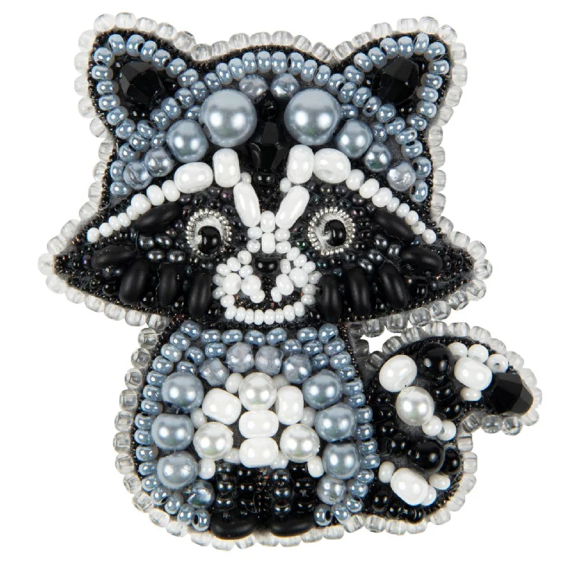 Sculpted art brooches-Beadwork kit for creating brooch Crystal Art Raccoon BP-347C