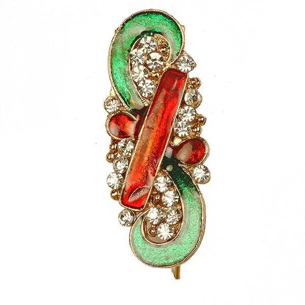 Circular gem brooches-Kriaa Meenakari  Austrian Stone Stone Maroon & Green Saree Pin Brooch - 1500214