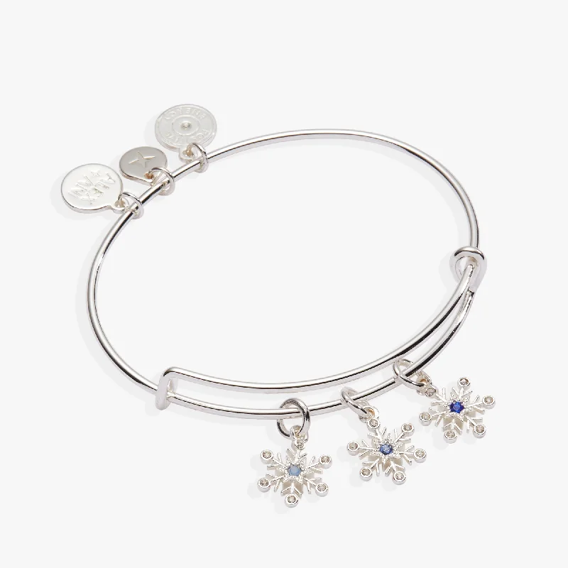 Plated silver bangles-Snowflake Charm Bangle