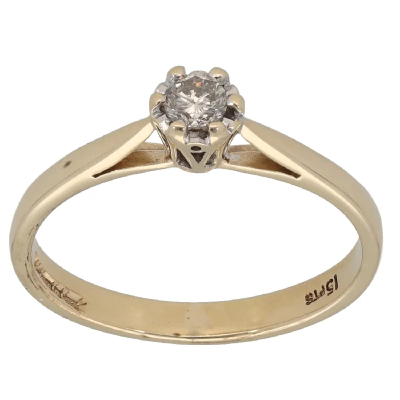 Pentagon shape rings-9ct Gold 0.15ct Diamond Solitaire Ring Size N