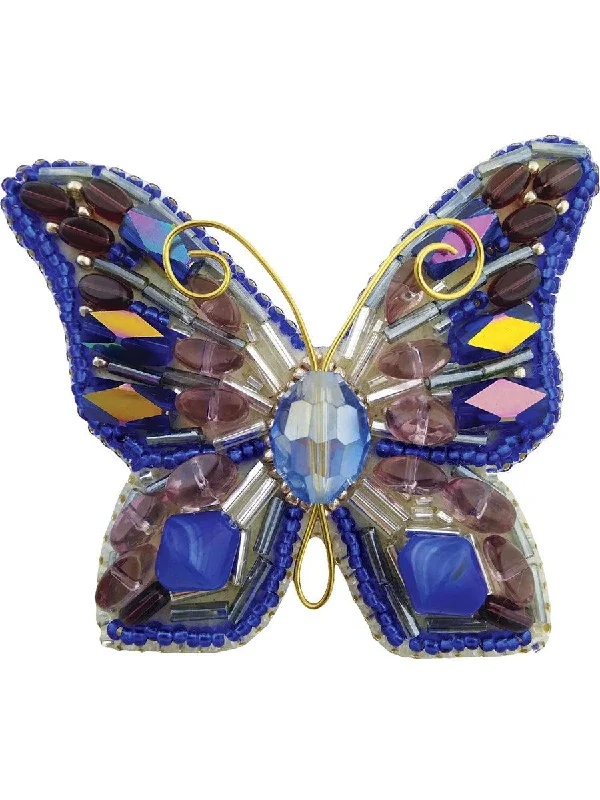 Spring pin brooches-BP-214C Beadwork kit for creating brooch Crystal Art "Butterfly"