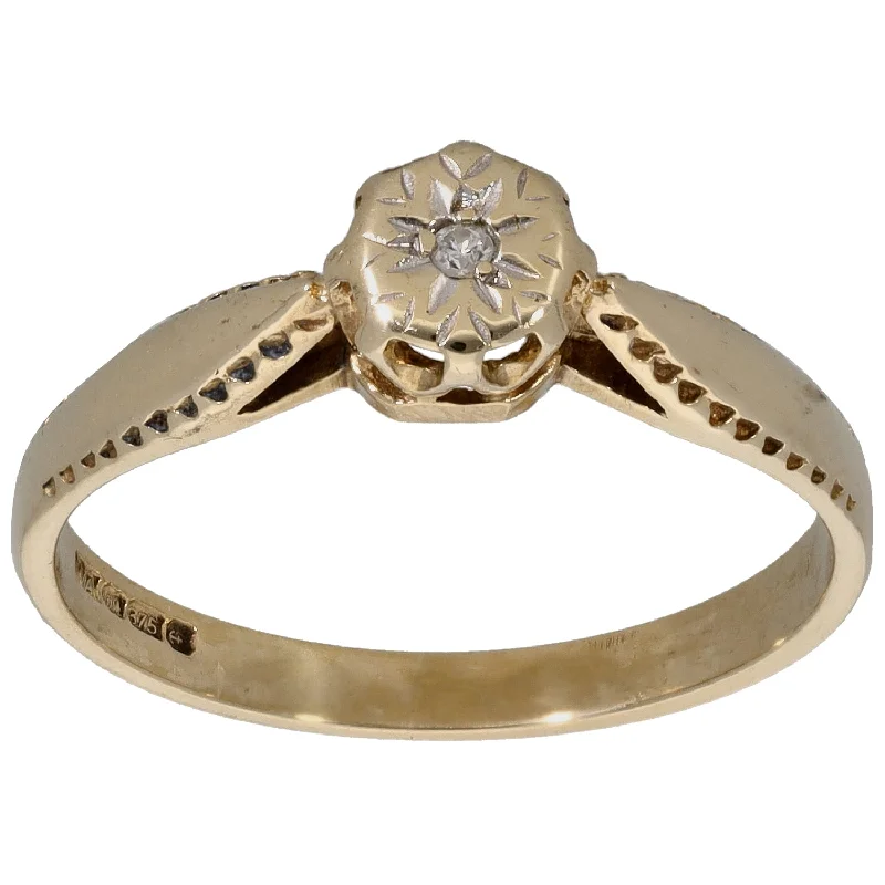 Two-tone rings-9ct Gold 0.02ct Diamond Solitaire Ring Size N