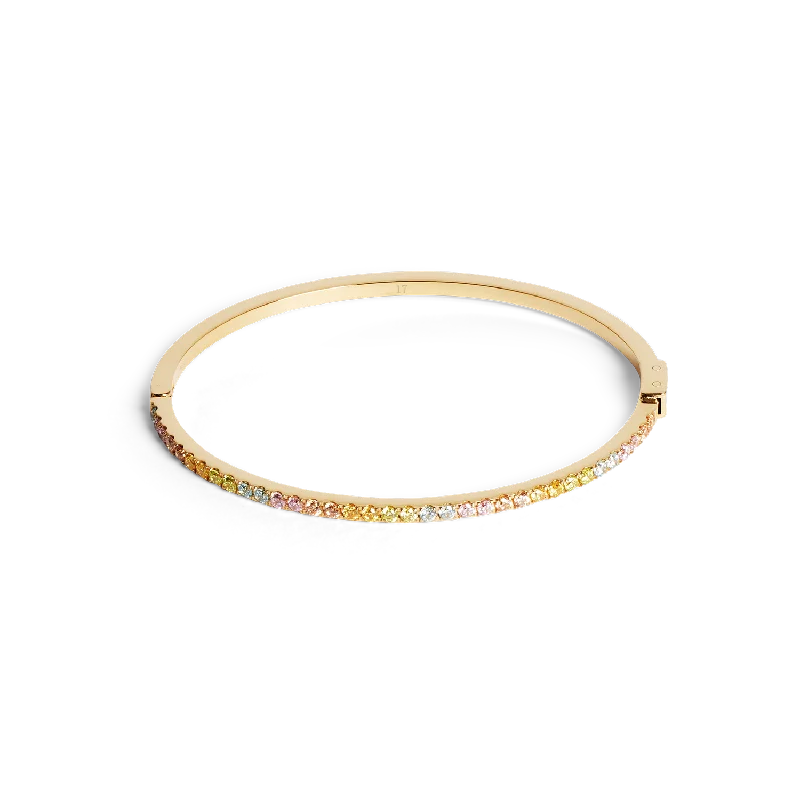 Large gem bracelets-Eternal Love bangle gold-multicolour pastel