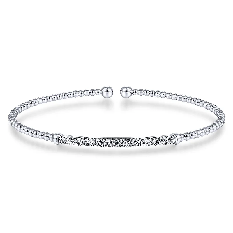 Persian tile bracelets-14K White Gold Bujukan Diamond Bar Split Bangle