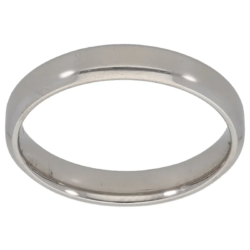 Retro deco rings-Platinum Plain Wedding Ring Size O