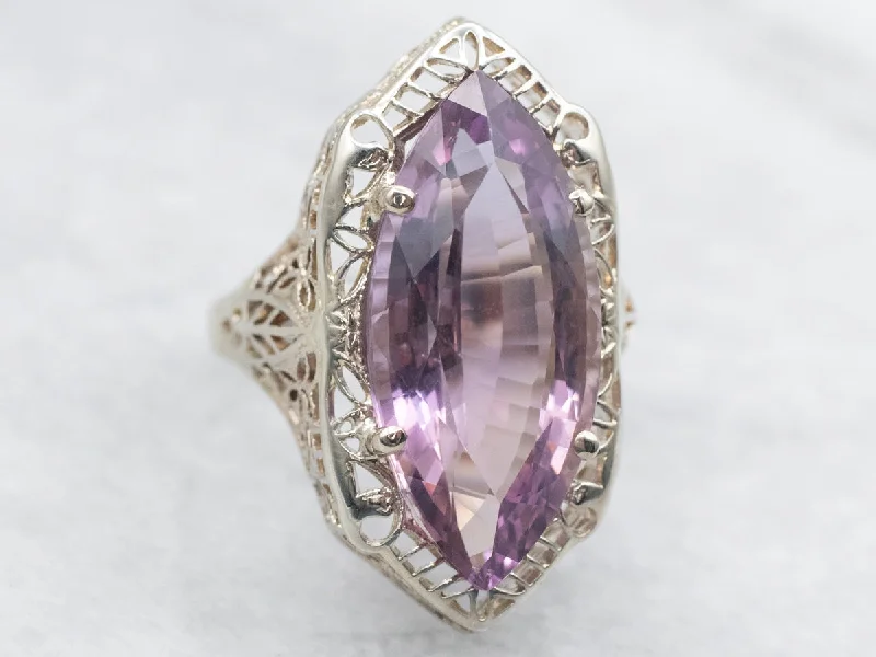 Hidden clasp rings-Amethyst Art Deco Cocktail Ring