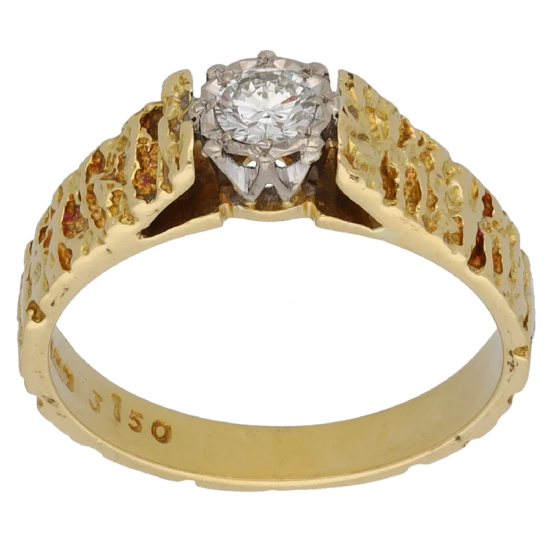 Glittering crystal rings-18ct Gold 0.25ct Diamond Solitaire Ring Size N