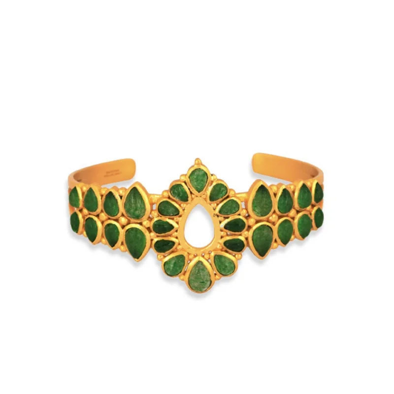 Hidden clasp bangles-Zion Cuff - Green Strawberry Quartz