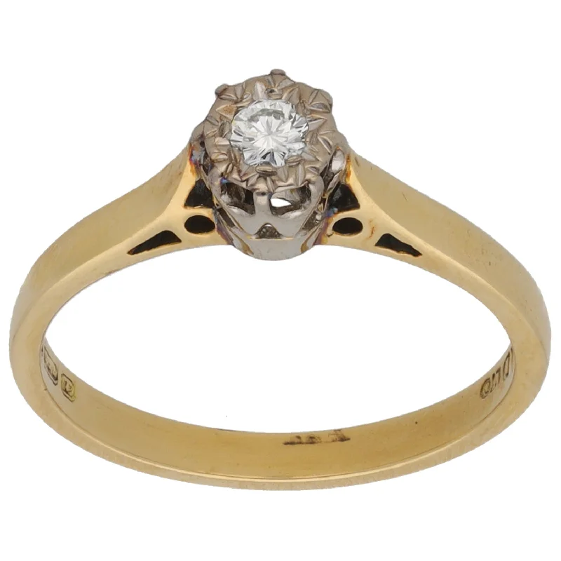 Natural wood rings-18ct Bi-Colour Gold 0.10ct Diamond Solitaire Ring Size M