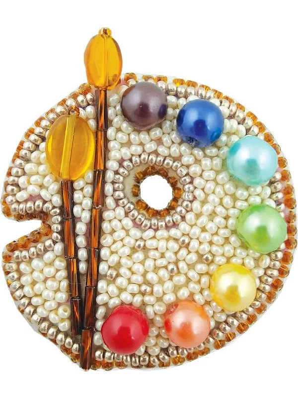 Threaded lace brooches-BP-223C Beadwork kit for creating brooch Crystal Art "Palette"