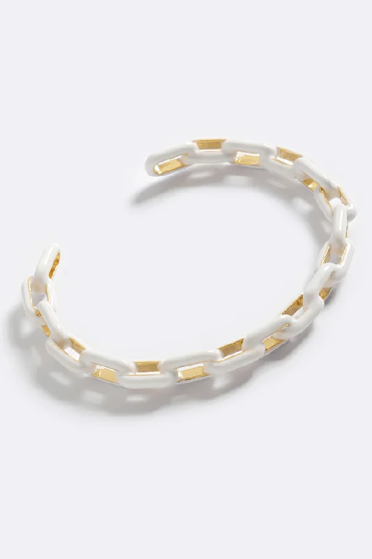 Dual-metal bracelets-Zip Me Up Cuff White Glo