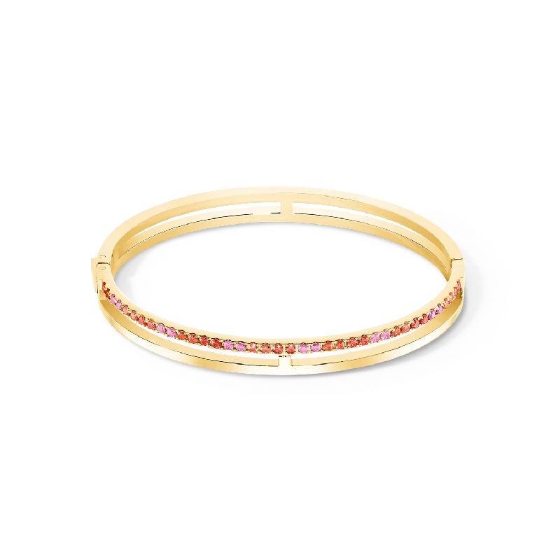 Artistic shape bracelets-Eternal Unity Bangle gold-red