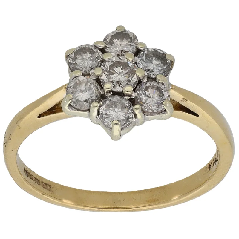 Stamped name rings-9ct Gold 0.75ct Diamond Cluster Ring Size K