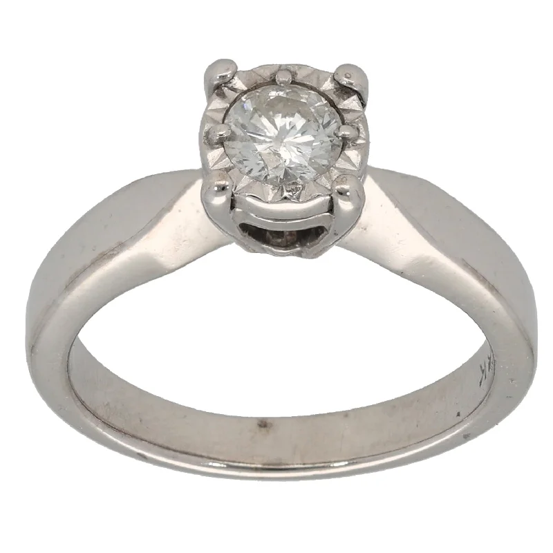 Rough band rings-18ct White Gold 0.34ct Diamond Solitaire Ring Size L