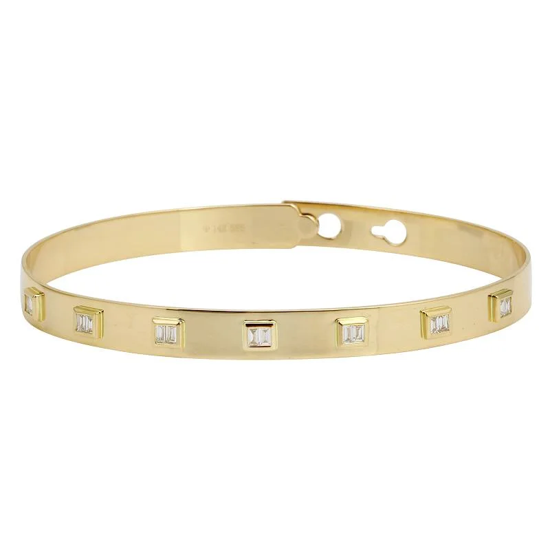 Protective eye bangles-Baguette Diamond Bangle