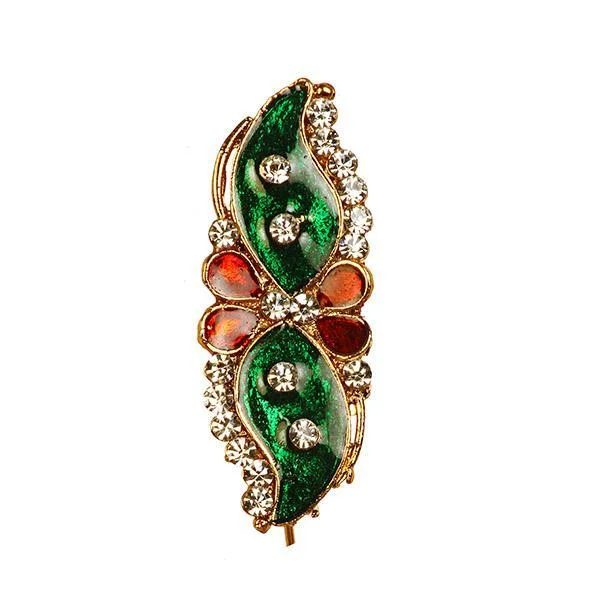 Circular shape brooches-Kriaa Meenakari  Austrian Stone Stone Maroon & Green Saree Pin Brooch - 1500212