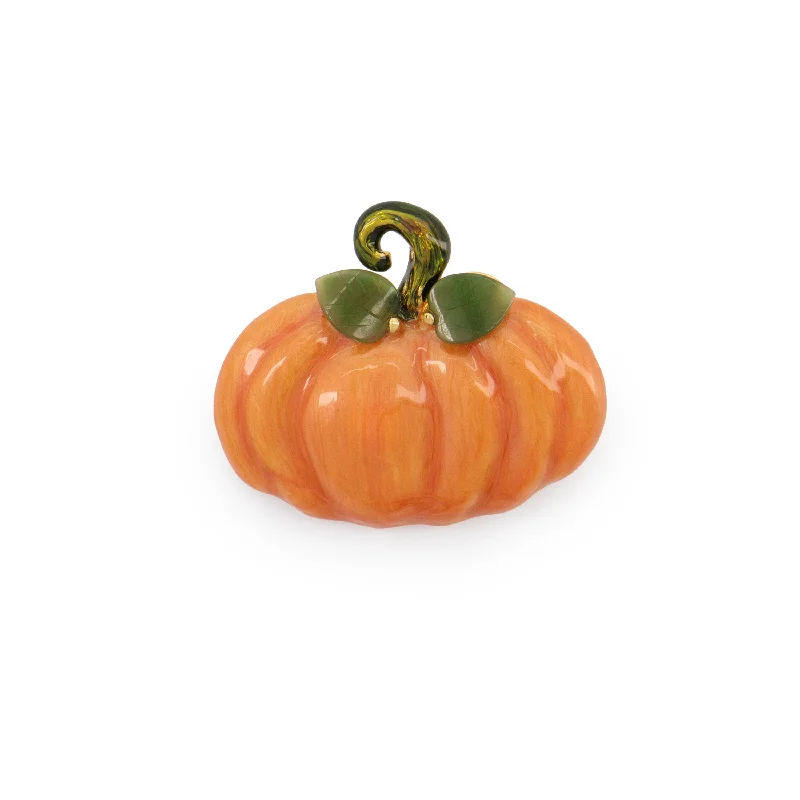 Circular shape brooches-Vintage Costume Halloween Pumpkin Pin Brooch In Enamel