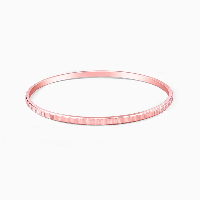 Plated silver bangles-Rose Gold Linear Cuts Bangle