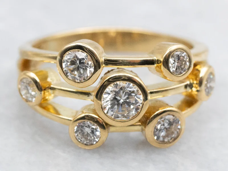 Wide gold rings-Polished 18-Karat Gold Diamond Bezel Orbit Ring