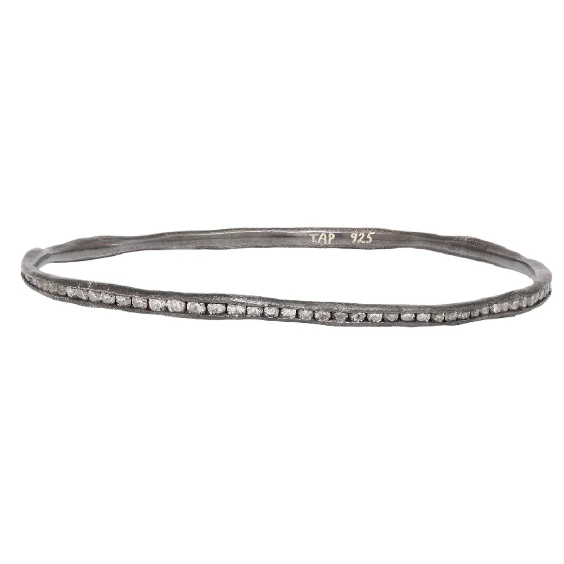 Coiled wire bangles-Silver & Diamond Fissure Bangle