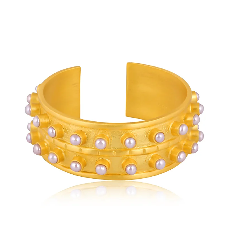 Pentagon shape bracelets-Ray of Light Cuff - Pearl