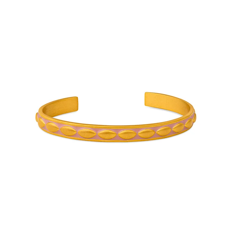 Citrine bead bangles-Coastal Pink Enamel Cuff