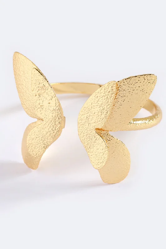 Peace charm bangles-Butterfly Effect Cuff Gold Fearless Finish