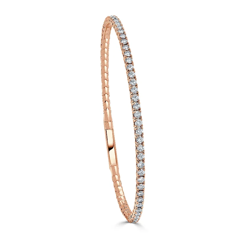 Circular design bangles-Joelle Collection Diamond Eternity Flexible 2.50 ct Bangle 14K Gold - White